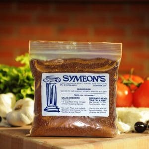 Savory Greek seasoning in a plastic bag, perfect for authentic Mediterranean dishes.
